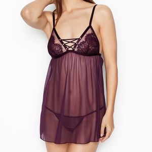 NWOT VS *BLACK* Lace Up Baby Doll